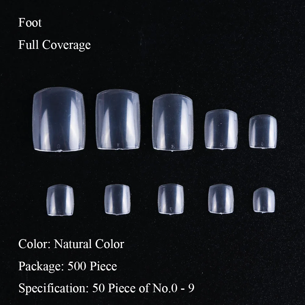 Foot Natrural Color 500 шт накладные ногти, накладные ногти для французских ног, накладные лаки для ногтей, прозрачные акриловые, полностью покрытые половинным покрытием, натуральный декор, инструменты для маникюра BE871 - Цвет: Foot Natrural Color