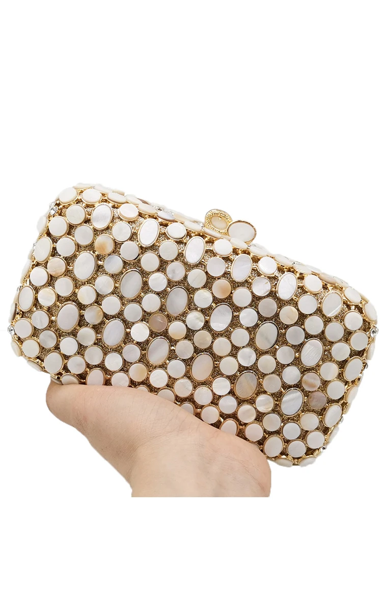 Boutique De FGG Natural Shell Women Evening Bags Minaudiere Handbags Wedding Formal Dinner Mother of Pearl Crystal Clutch Purse