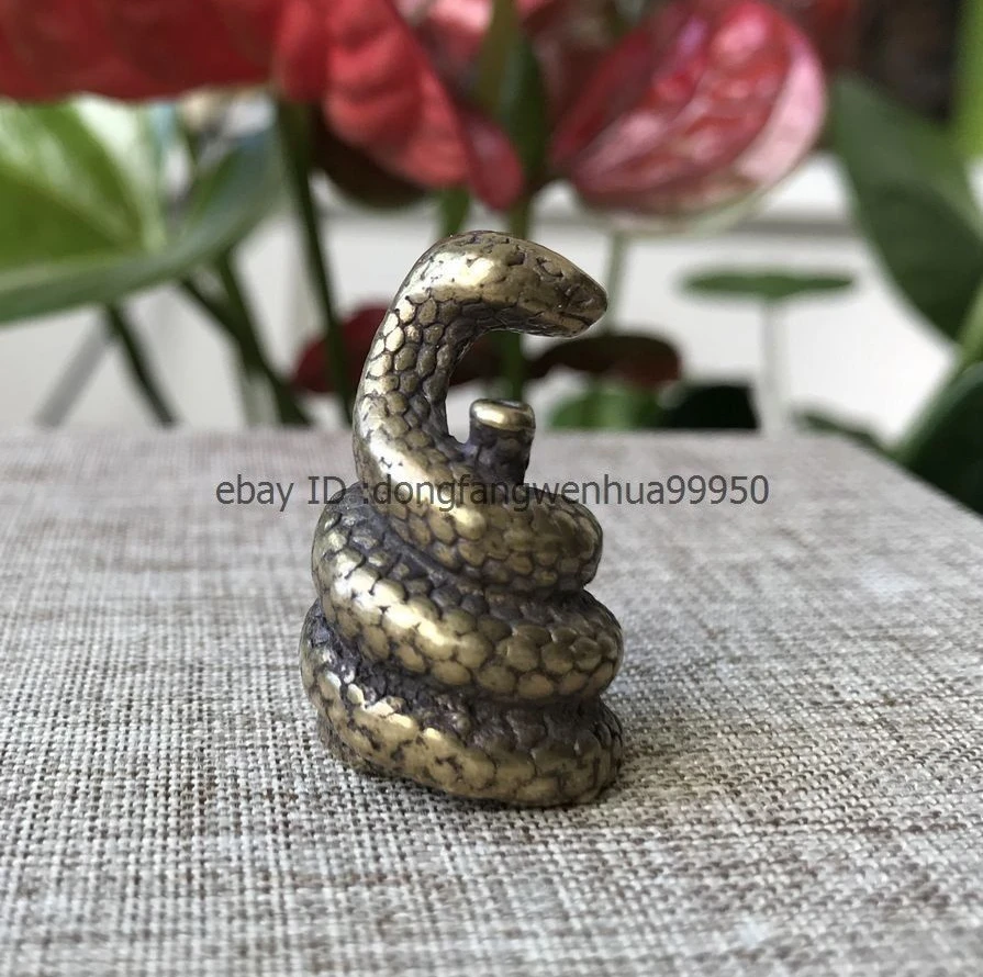 Чистый латунный китайский астроп змея аниамл статуя зверя скульптура | Дом и сад