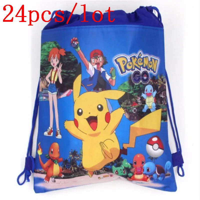 Детская дорожная сумка на шнурке с покемонами Нетканая рюкзак для мальчика