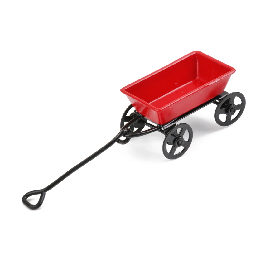 1:12 красный сад металлическая тележка кукольный домик уличная Миниатюрная