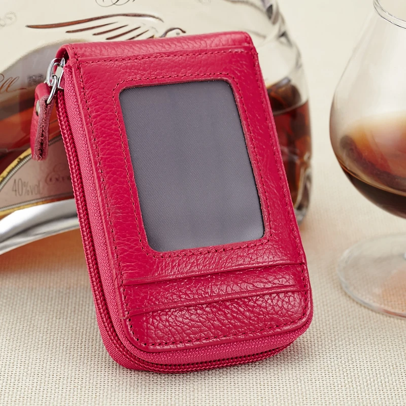 Чехол для кредитных карт из натуральной кожи с окошком удостоверения личности|card