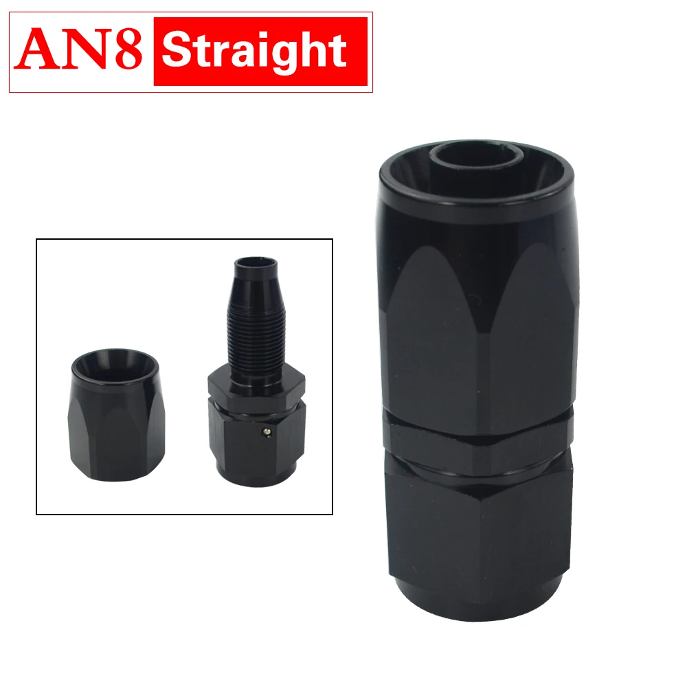 Black AN8 Straight PQY-AN8 масляный топливный поворотный угловой фитинг анозированный алюминиевый прямой Локоть 45 90 180 угловой шланг Конец масляного топлива многоразовый штуцер - Цвет: Black AN8 Straight
