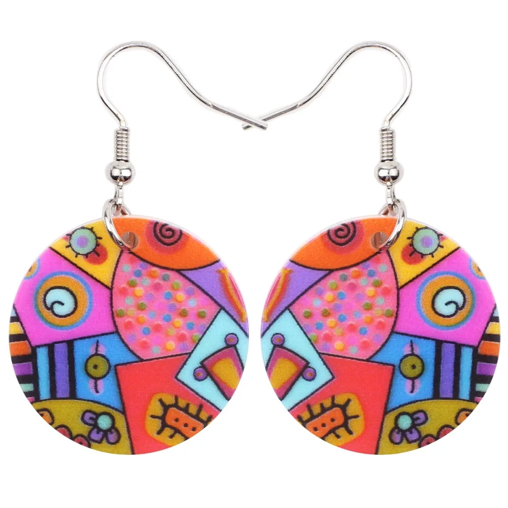 Богемные висячие серьги WEVENI с милым уникальным рисунком круглые для женщин 2017