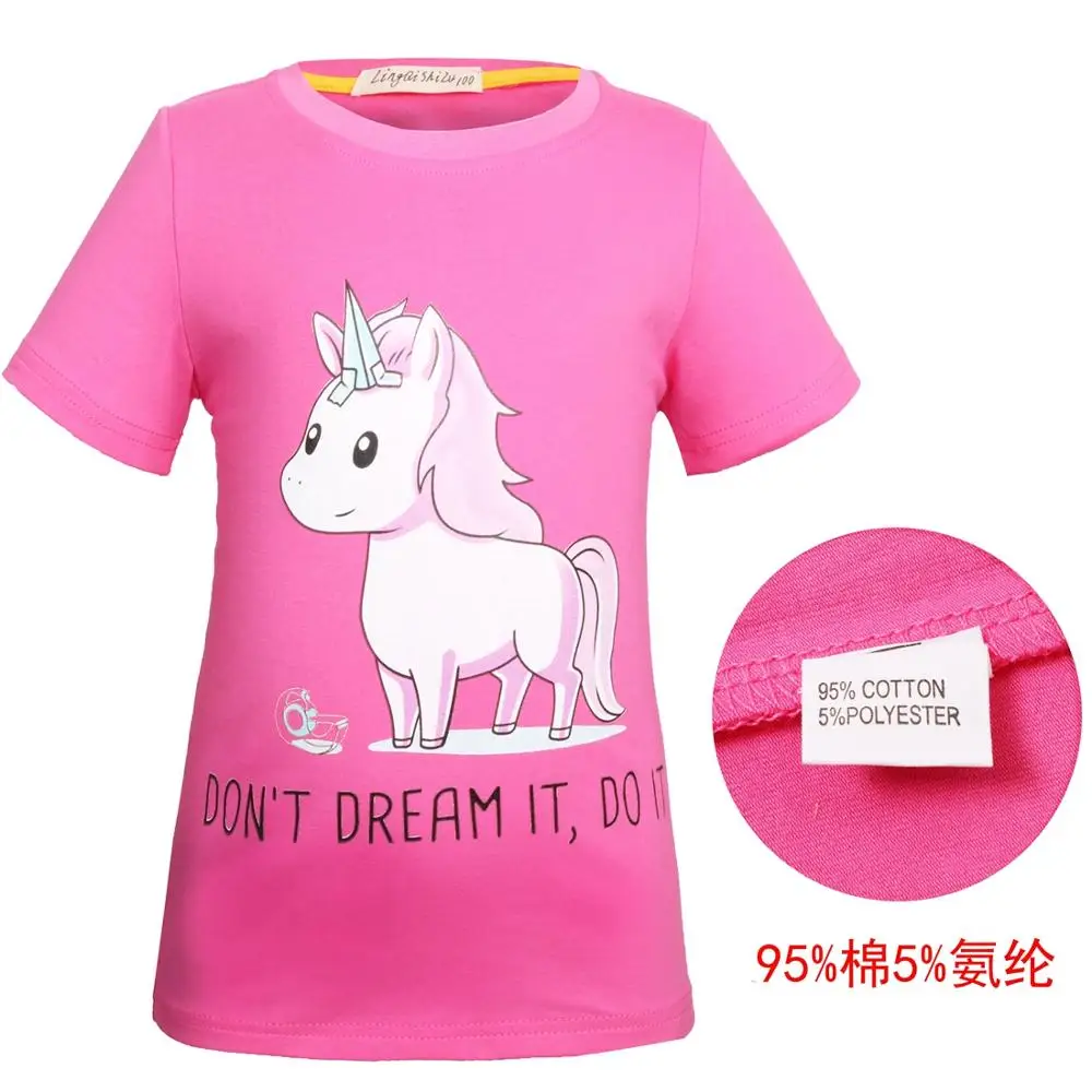 

Summer girl clothes cute Unicorn tshirt cartoon cotton Short sleeve clothes T-shirt tops for girls 0007