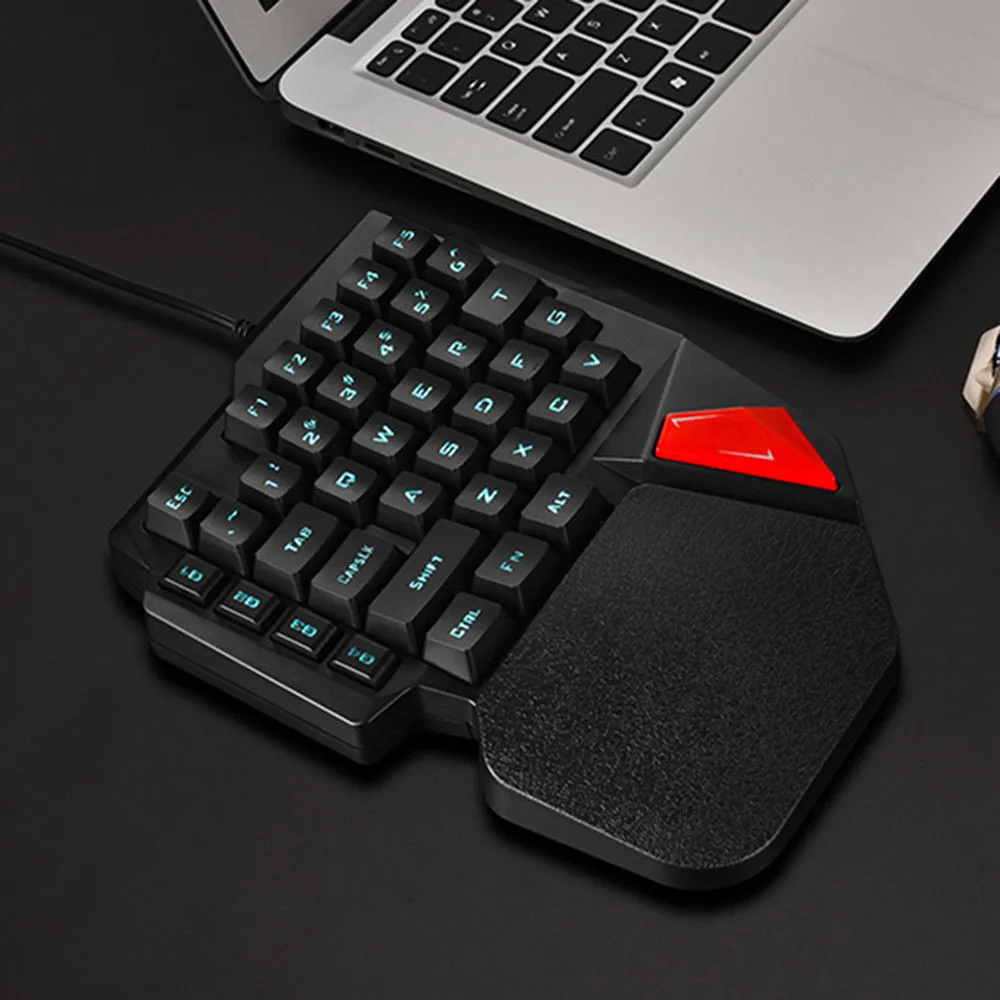VOBERRY K108 проводной 38-клавишная светодиодный Подсветка USB Эргономичный одной рукой клавиатура игровая клавиатура плетения с проводным соединением