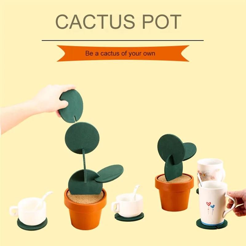 Набор цветочных горшков милый креативный коврик Кактус в горшечных растениях