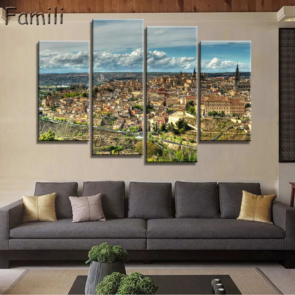 4Pieces/set Spain Modern Printed Home For Living Room Painting On Canvas Wall Arts Picture Decor Artworks wall art canvas | Дом и сад