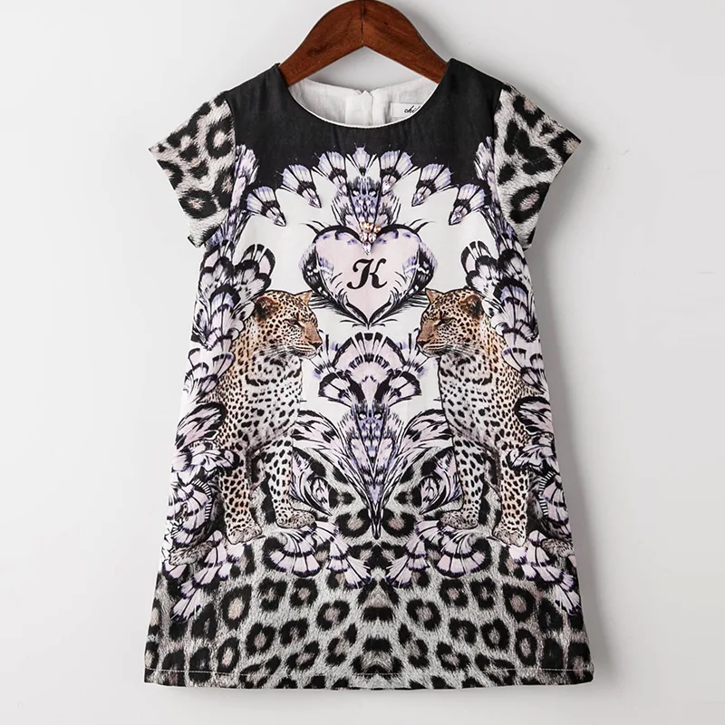 Детское платье с принтом животных для девочек лето 2018 принцессы ТРАПЕЦИЕВИДНОЕ