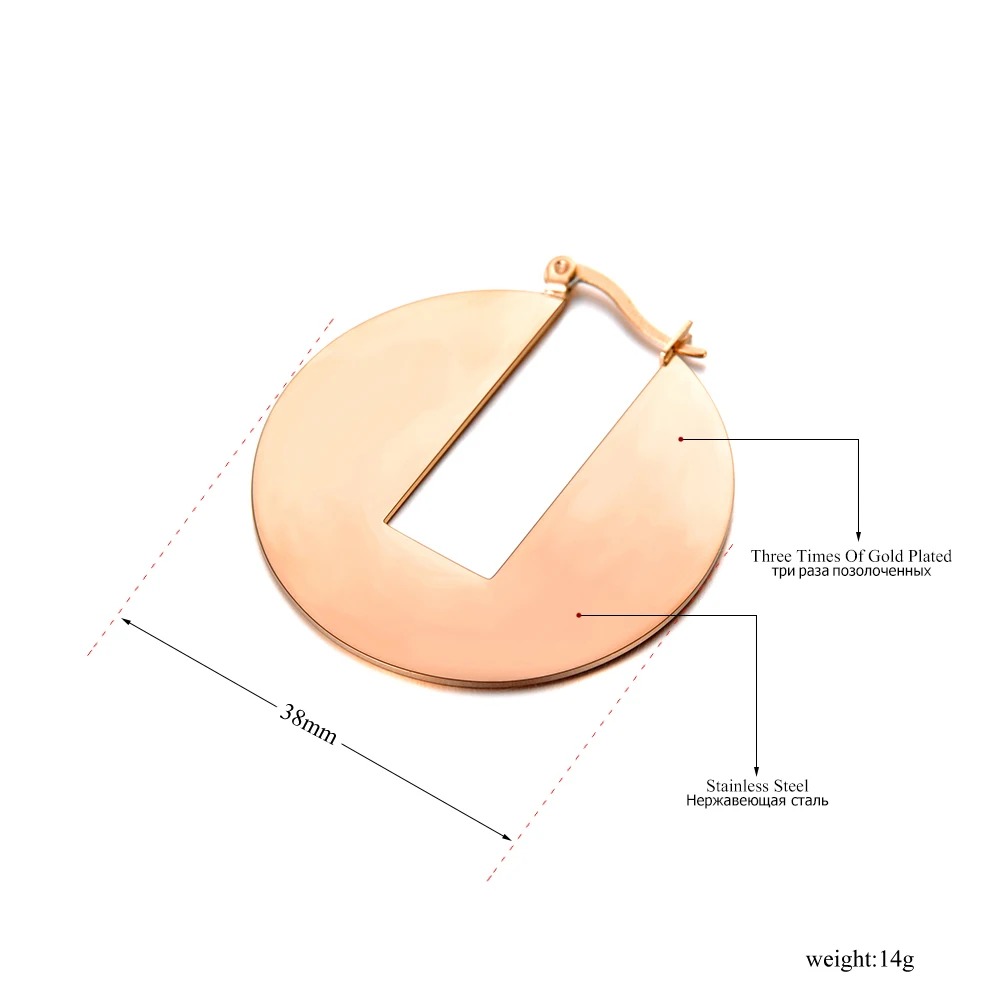Jeeango Богемия круглой формы прямоугольной насечкой обруч серьги панк стиль розовое золото нержавеющая сталь юбилей ювелирные изделия JE18071