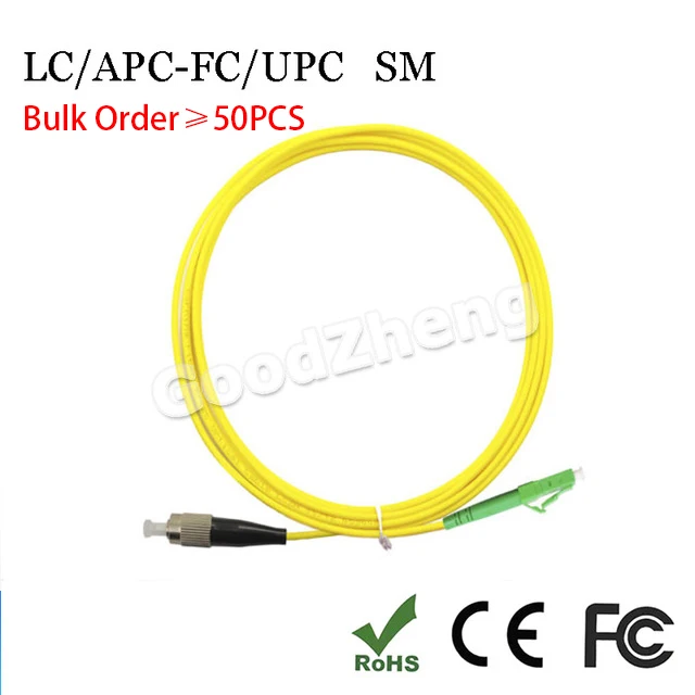 

50PCS LOT 1M/1.5M/3M 2.0mm LC/APC-FC/UPC SIMPLEX 9/125 fiber patch cord jumper cable, Singlemode