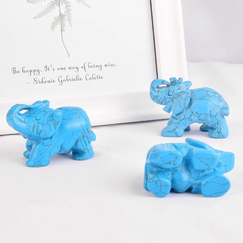 3 шт. минеральные целебные кристаллы статуэтки с голубым слоном howlite ремесло