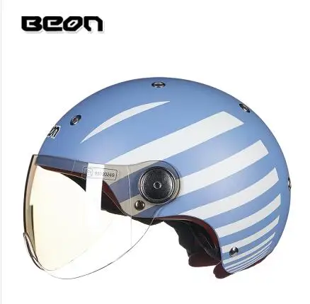 matt blue stripe Винтажный мотоциклетный шлем для женщин с открытым лицом, мотоциклетный шлем для гонок, дорожный Электромобиль, каск, dirtbike capacete casco casque ECE - Цвет: matt blue stripe