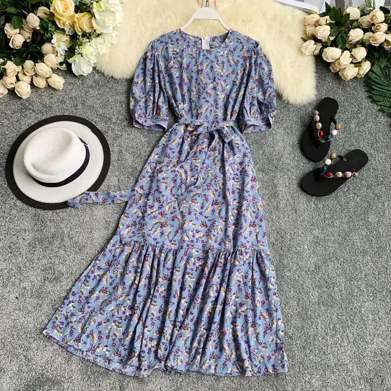 2019 новые модные женские платья с принтом литературная девушка круглый вырез