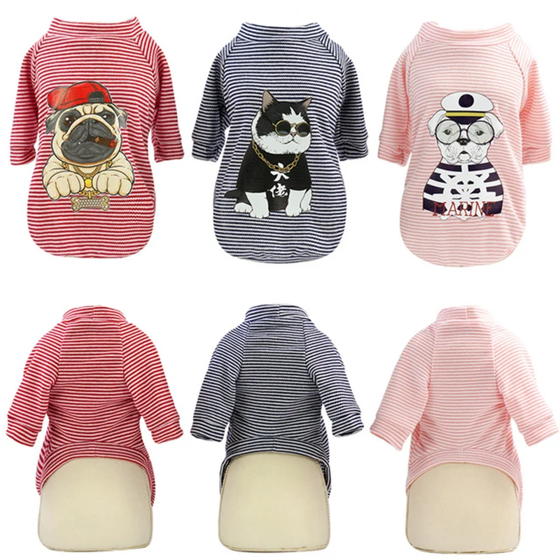 Женская одежда для собак жилет рубашка полосатая французский стиль костюм