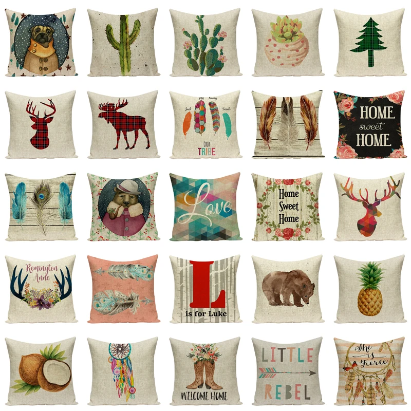 Декоративный чехол для диванной подушки 45x45 см с принтом |