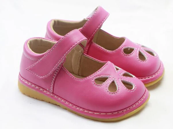 Обувь для маленьких девочек; пищалка; обувь для детей 1-3 лет; ручная работа; mary janes; белый, черный, коричневый цвет; с вырезами; zapatos; для малышей - Цвет: hot pink