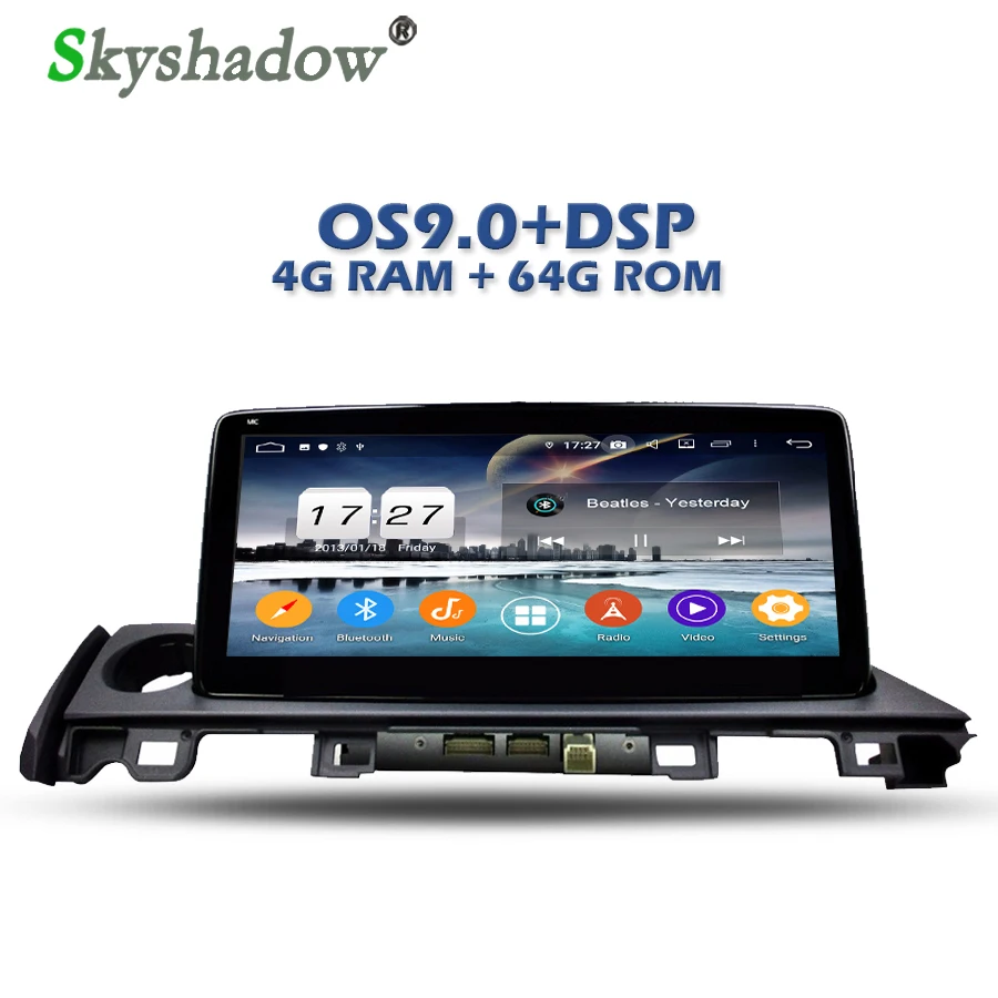 PX6 автомобильный dvd-плеер мультимедиа 10,2" DSP ips Android 9,0 4 Гб+ 64 Гб gps карта RDS радио Wifi Bluetooth 4,2 для MAZDA 6