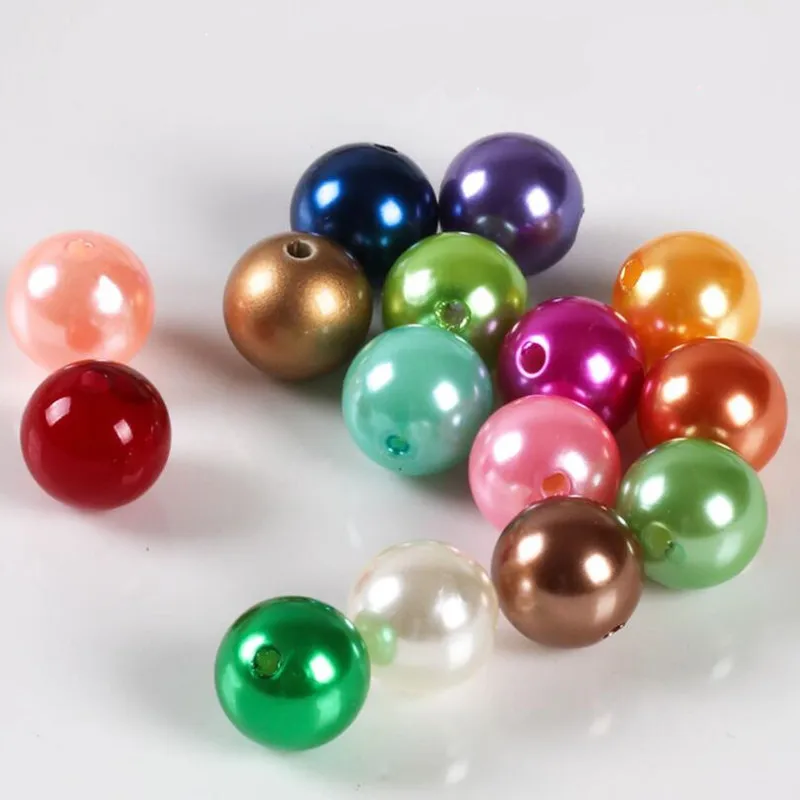 Разноцветные Бусины из АБС пластика с имитацией под жемчуг бусины отверстиями