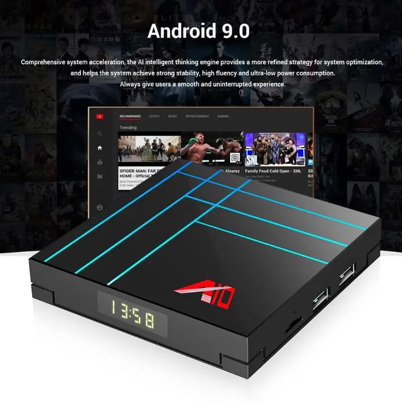 A10 Android 9,0 Smart tv Box RK3318 Четырехъядерный 4G+ 32G 4G+ 64G 4 K 2,4G WiFi телеприставка 1080 P Видео HDR 10 Поддержка Netflix Youtube