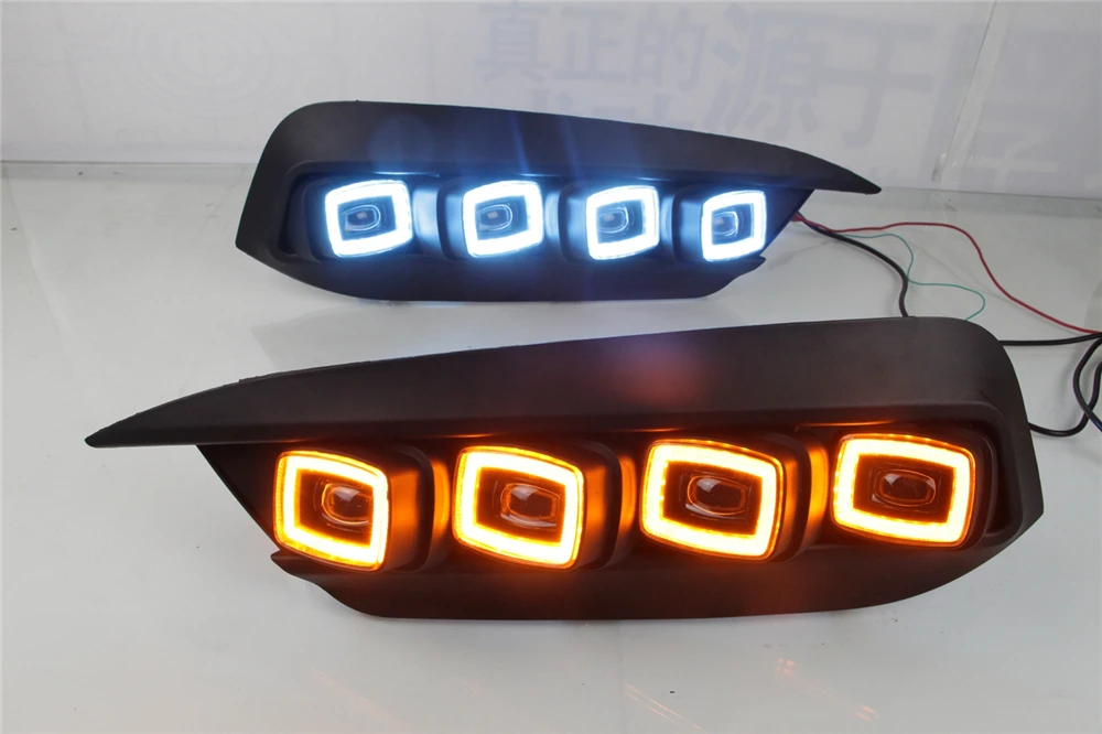CSCSNL 1 комплект DRL Светодиодный дневной светильник 12v ABS туман крышка с желтым