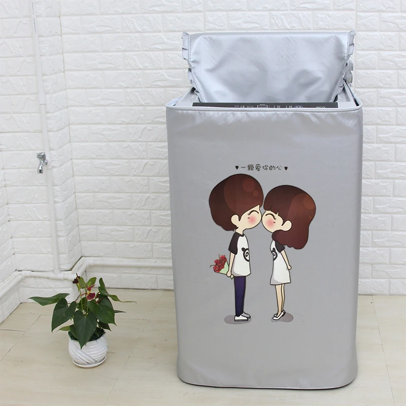 

Waterproof Washing Machine Cover Above Opening Coated Silver Oxford Cloth Zipper Styles Cover Sunscreen Protection Cover