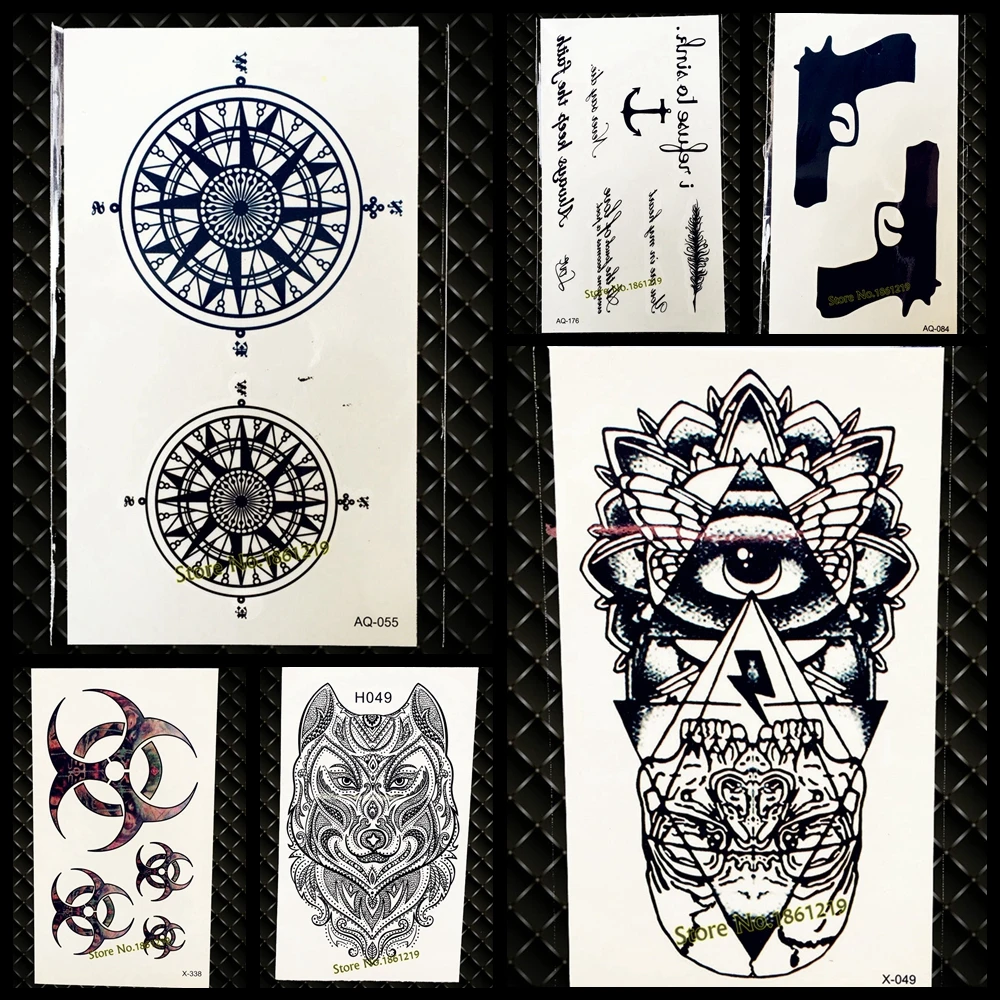 Временная татуировка унисекс водонепроницаемая со звездами Луной и компасом в