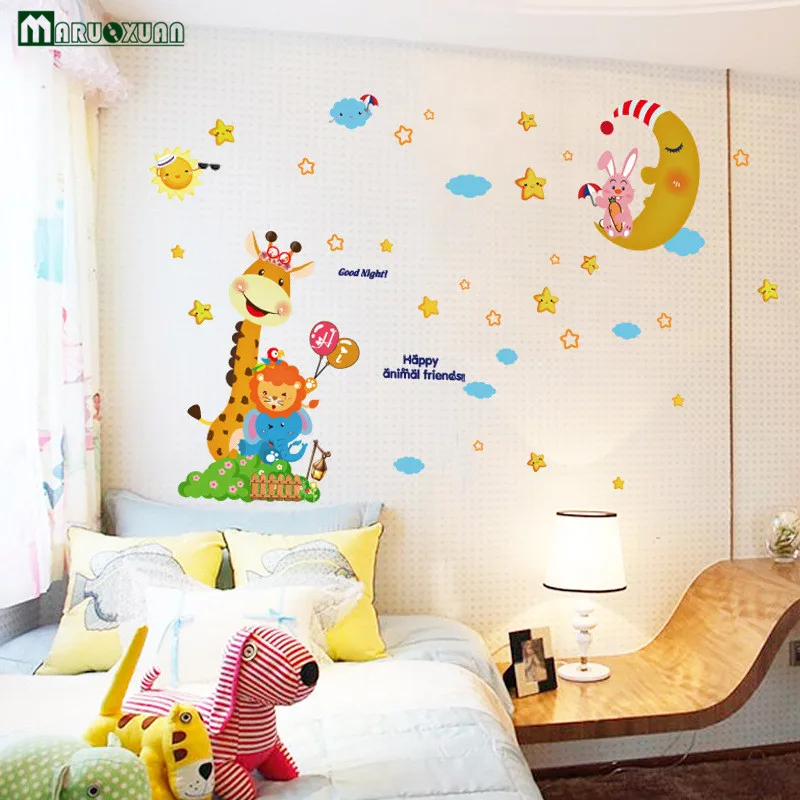 Yunxi мультфильм Жираф Звезда Луна Стикеры детская комната Спальня коридор Ванная