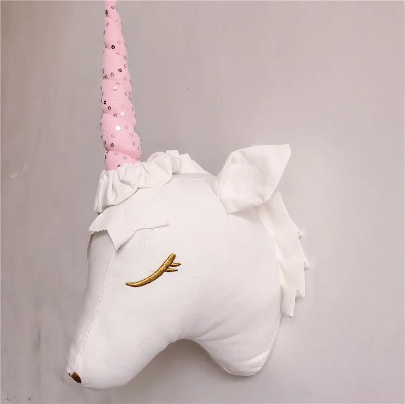 Unicorn 3D голова животного настенное крепление Зебра/Слон/жираф детская комната Настенное подвесное украшение на день рождения Рождественский подарок - Цвет: Unicorn
