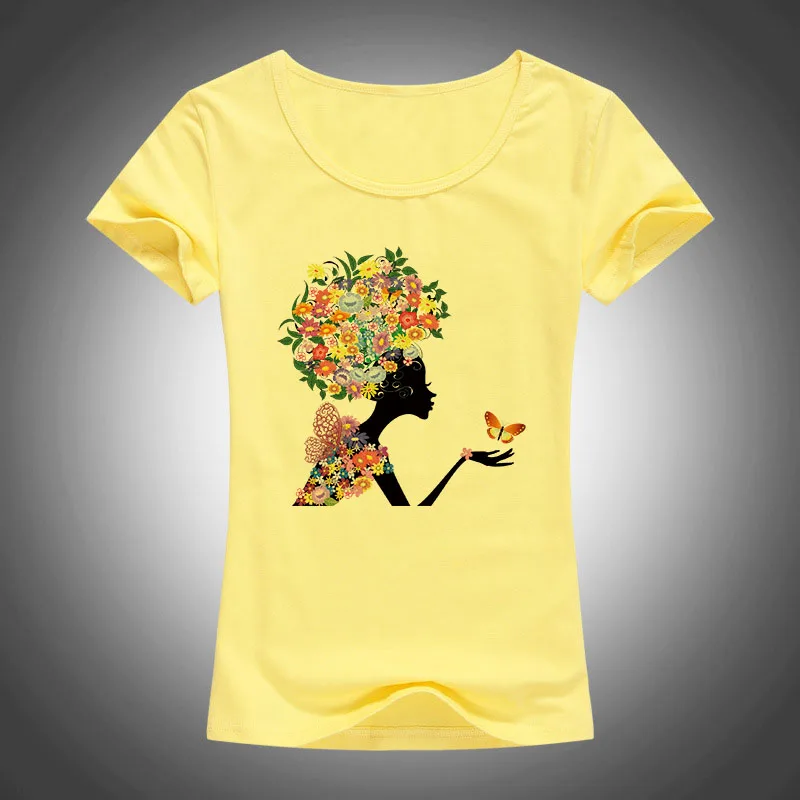 2017 эластичная хлопковая футболка женская с цветочным принтом для девочек