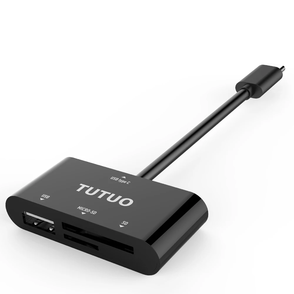 TUTUO Тип usb-C концентратор, TF/SD кард-ридер, USB 2,0 Порты и разъёмы, OTG мульти-функциональный адаптер для ноутбука MacBook Pro/samsung Galaxy Note8/chromebo