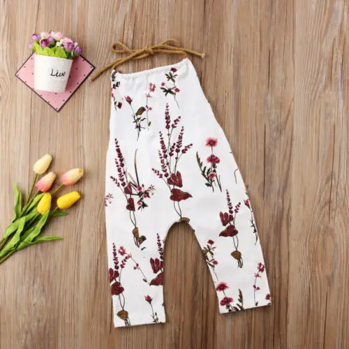 

Toddler Kids Baby Girl Summer Floral Strap Backless Romper Jumpsuit Outfits 0-5Y