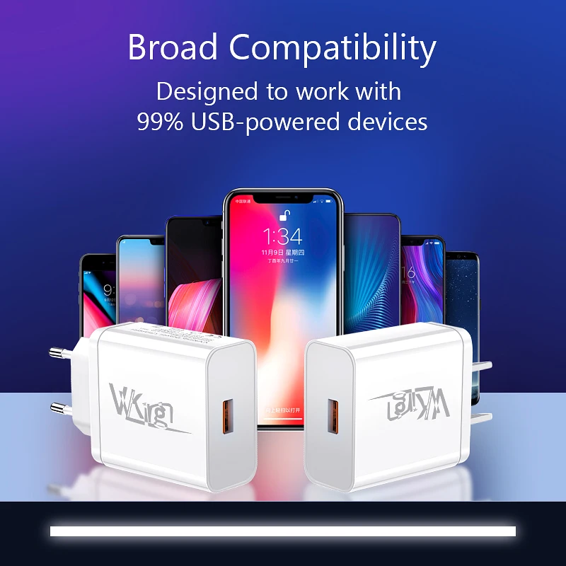 Быстрое зарядное устройство USB VVKing Быстрая зарядка 3 0 QC3.0 штепсельная вилка EU US