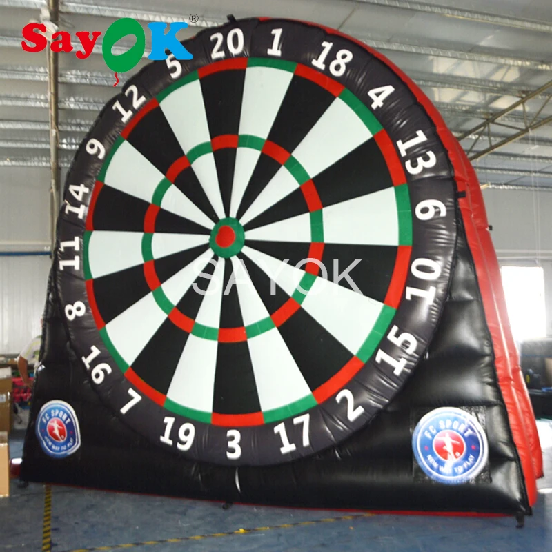 

4m H Inflatable Soccer Darts Board Double Side Inflatable Football Darts Board with 6 Footballs and Free Logo for Sports Games
