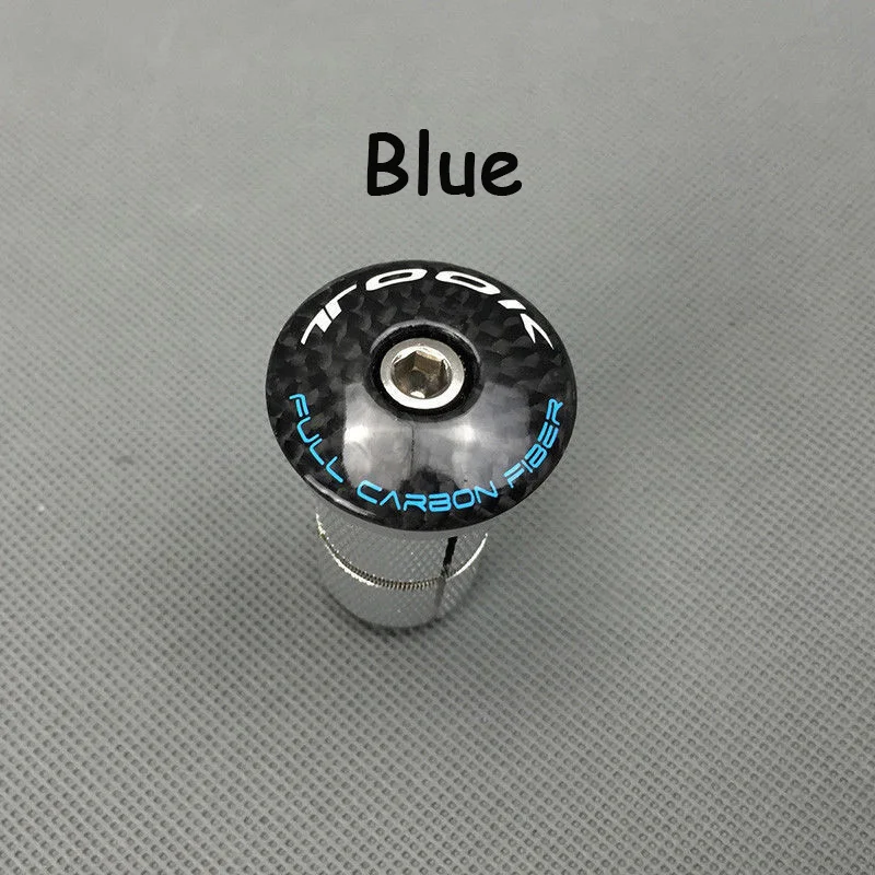 Blue Велосипедная гарнитура TOSEEK, верхняя крышка компрессора, 1-1/8 дюйма, карбоновая стебельная велосипедная гарнитура, алюминиевый эспандер+ верхняя крышка T800 - Цвет: Blue