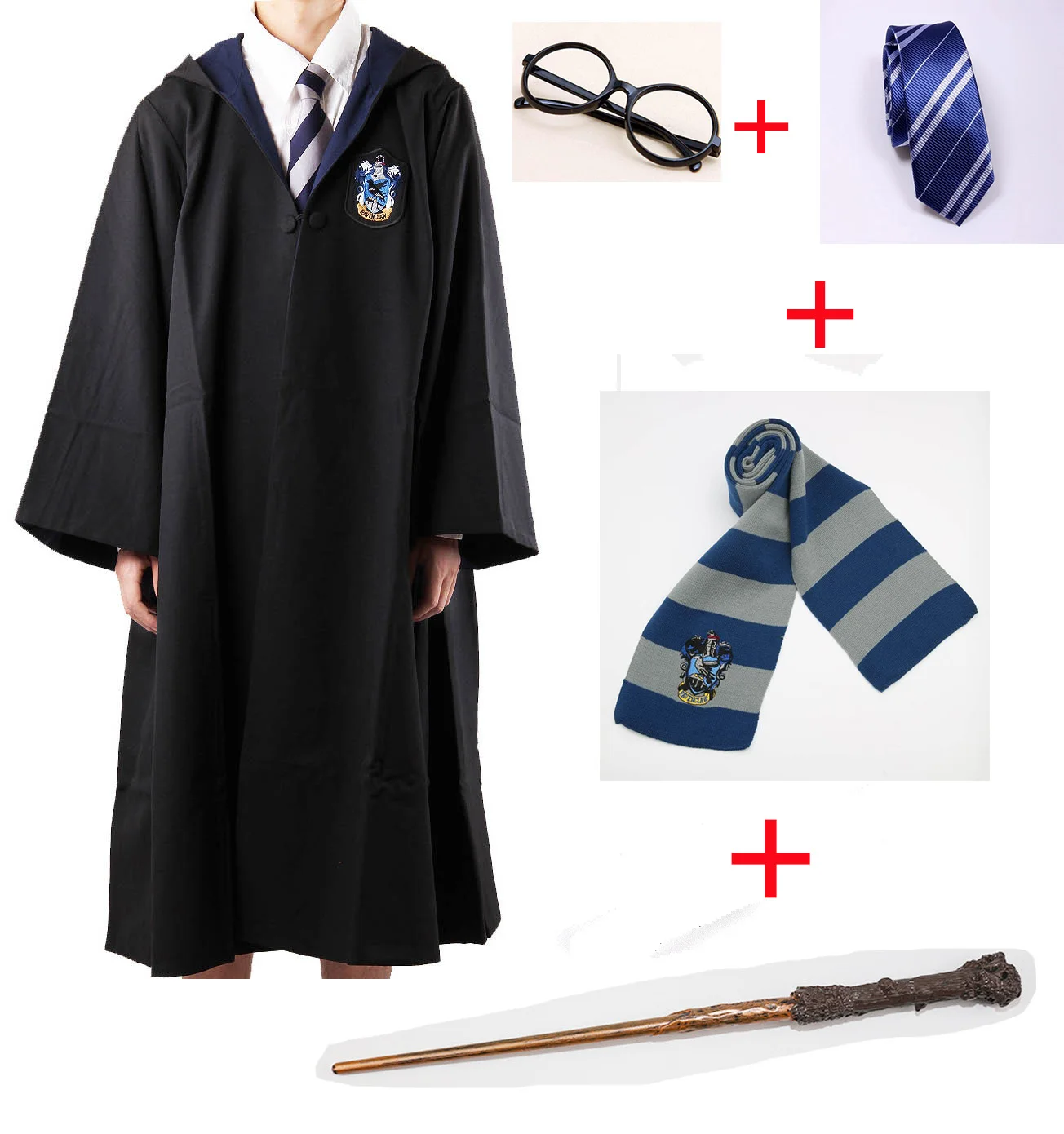 Поттер Косплей костюмы робы накидка с галстуком шарф палочка очки Ravenclaw/Gryffindor/Hufflepuff/Слизерин Гермиона Рождественский подарок