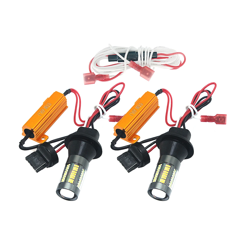 2 шт. 1156 BA15S T20 T25 светодиодный автомобиль сигнальная лампа 12V 4014 SMD 66 светодиодный s двойной Цвет светодиодный Авто проигрывания светильник дневного светильник