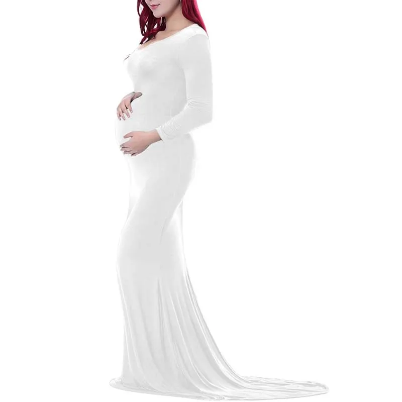 Платье для беременных платье Свадебные платья русалки с открытыми плечами круглый вырез реквизит для фотосъемки длинное платье макси для б... от AliExpress WW