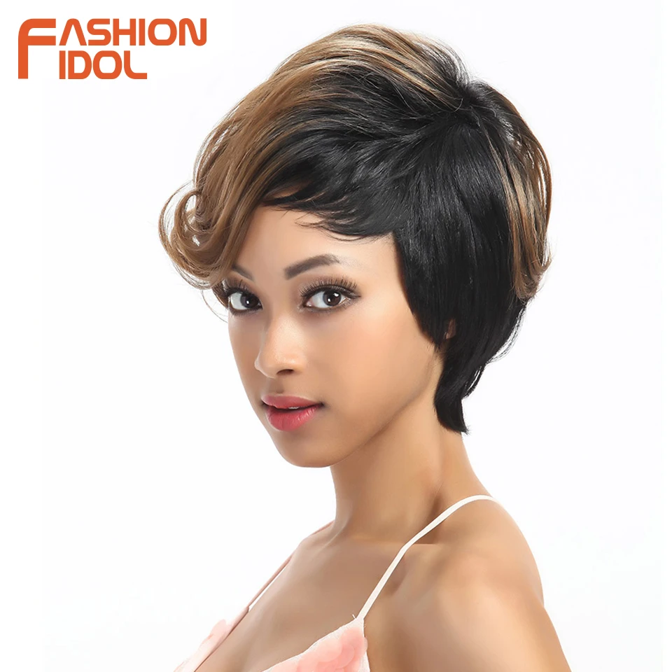 Short Wavy Wig Synthetic Hair Wigs Ombre 10 Inch Bob Wigs For Black Women Ombre Blonde Heat Resistant Cosplay Wigs Free Shipping