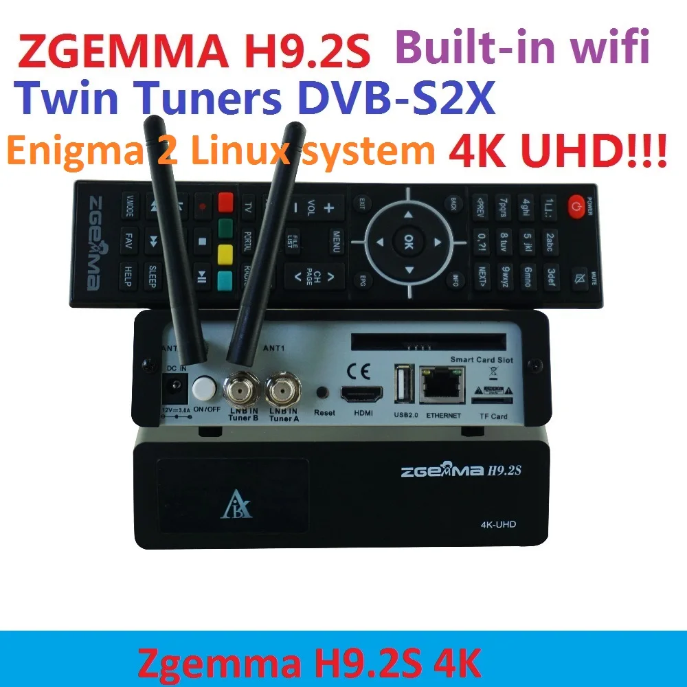 Новейший Zgemma H9.2S HEVC H.265 4k UHD 2160P 2XDVB-S2X Enigma 2 Linux 4,1 IP tv STALKER Твин тюнер спутниковый ТВ Декодер Reicever