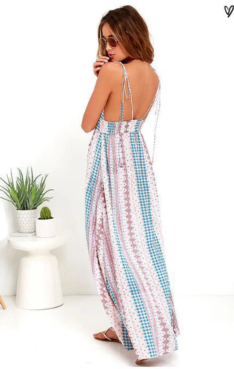Для женщин Лето Boho Повседневное длиной макси Вечеринка пляжное платье