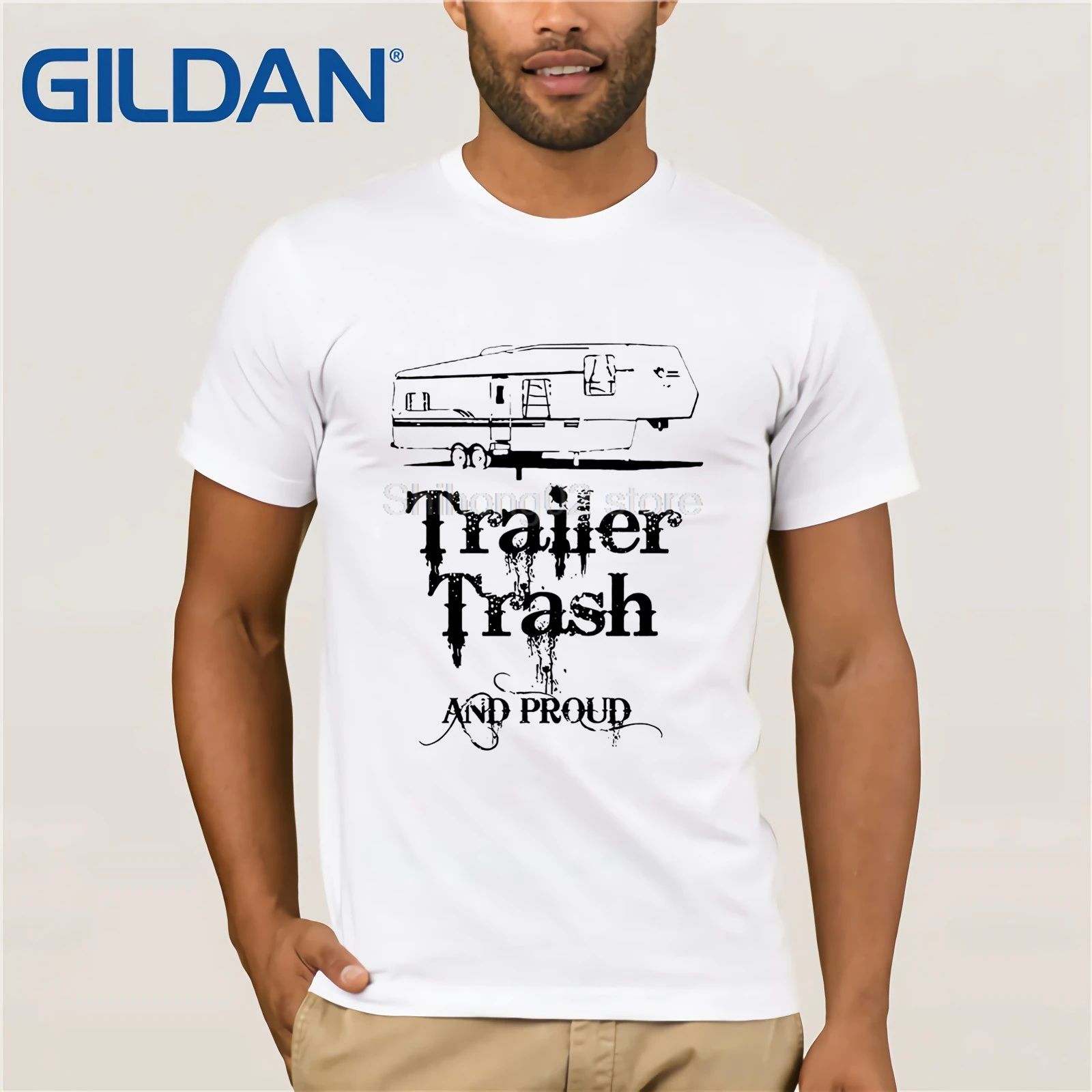 Футболка Trailer Trash and Proud популярная мужская футболка Забавные футболки хлопковые