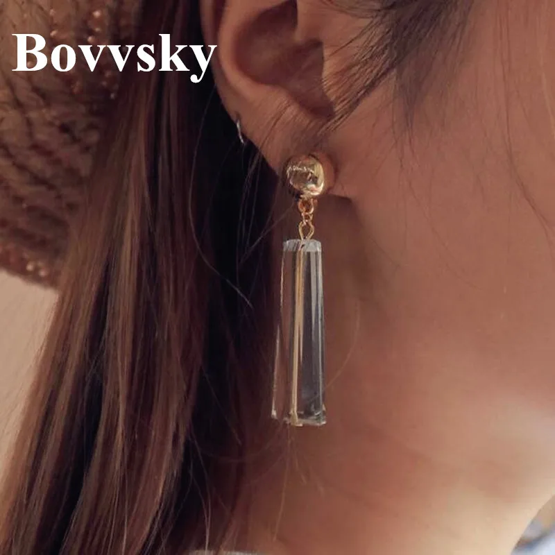 Женские Прозрачные Серьги Bovvsky эффектные геометрические длинные серьги из