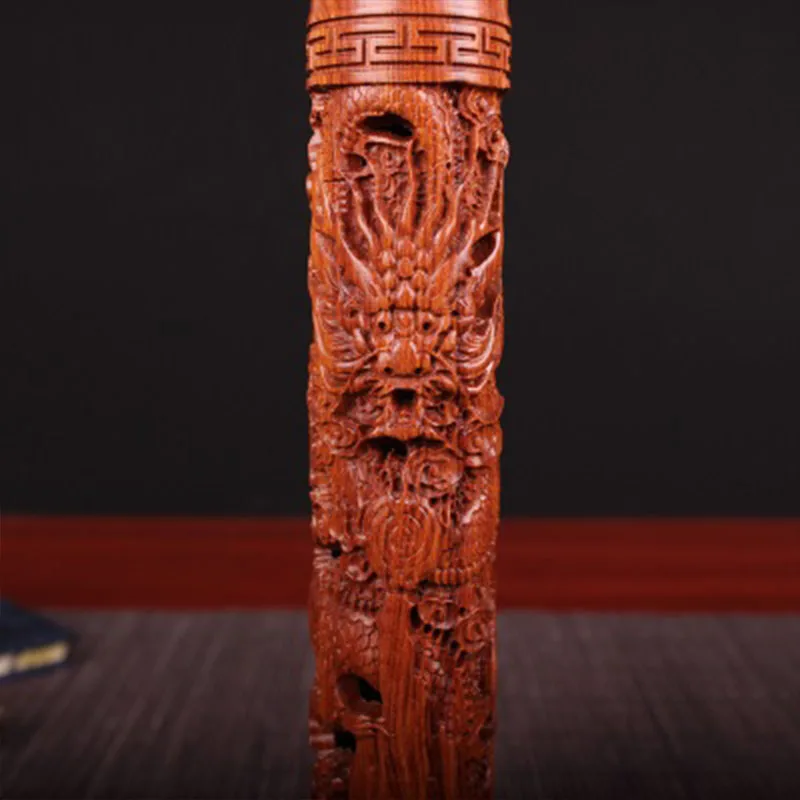 Ebony Sour Twig Wood Carved Dragon Vertical Incense Burner Handmade Censer Aromatherapy Furnace Round Burne | Дом и сад