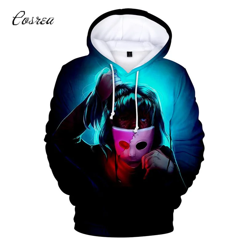 Игра Салли лицо женские толстовки пуловер верхнее пальто латексная маска Sallyface синий парик зажим для волос хвосты парики пуловер с длинным рукавом