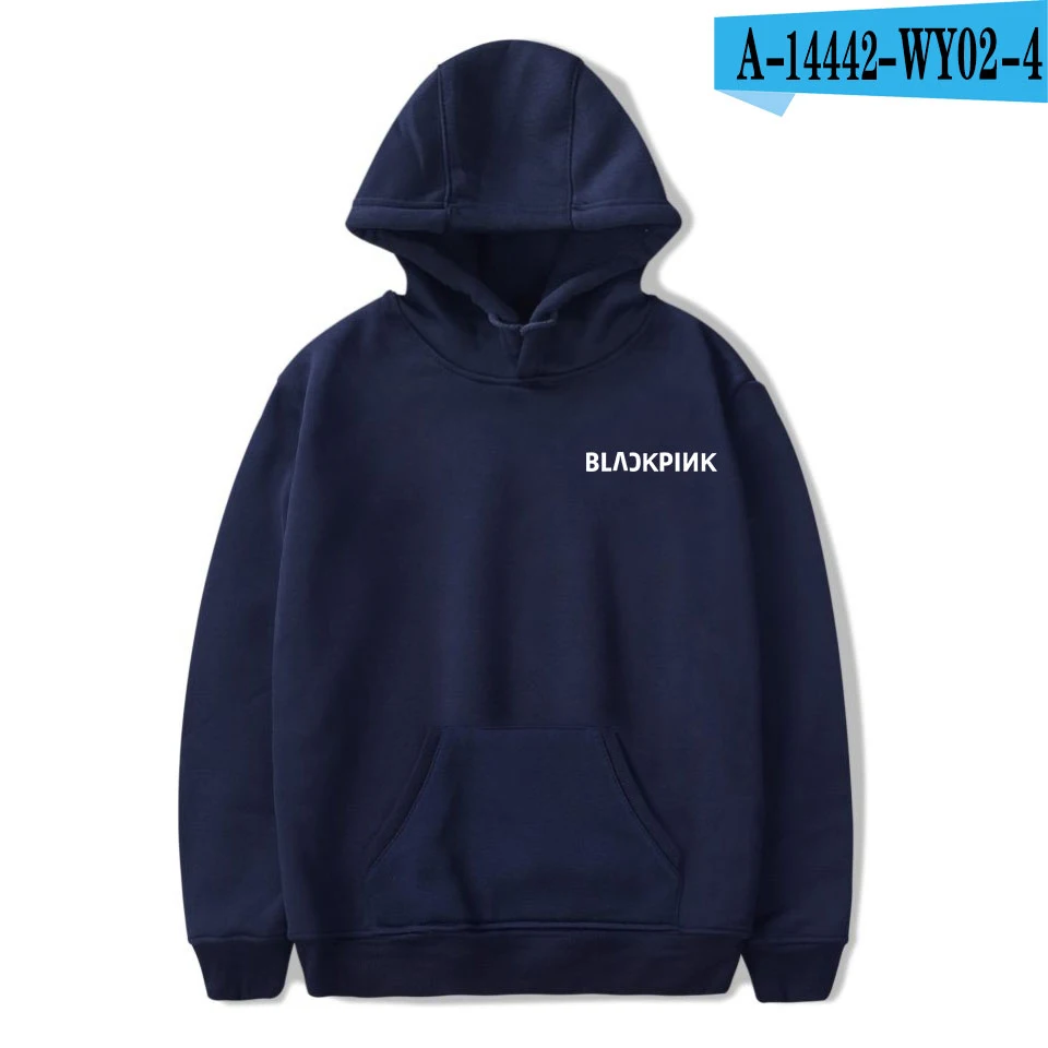 navy blue BLACKPINK новые модные женские толстовки эксклюзивные повседневные толстовки с капюшоном горячая Распродажа уличная Толстовка XXS-4XL - Цвет: navy blue