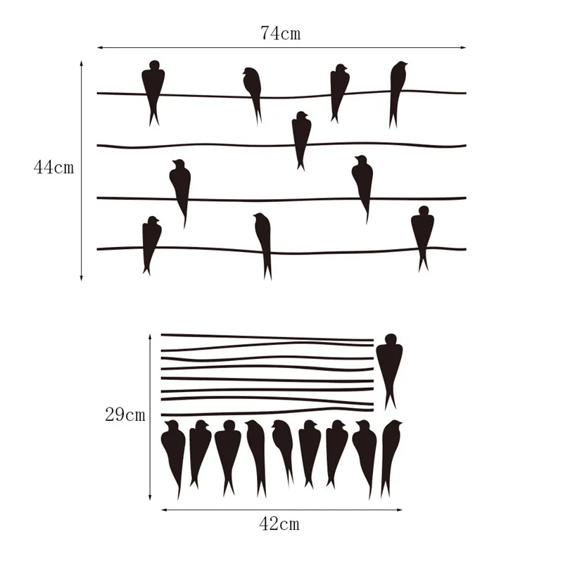 1 шт. резные DIY черные птицы на силовом полюсе настенные Стикеры для гостиной