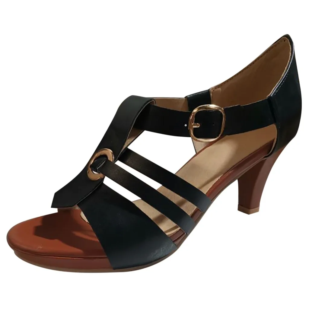 Женские летние босоножки на высоком каблуке с открытым носком Босоножки