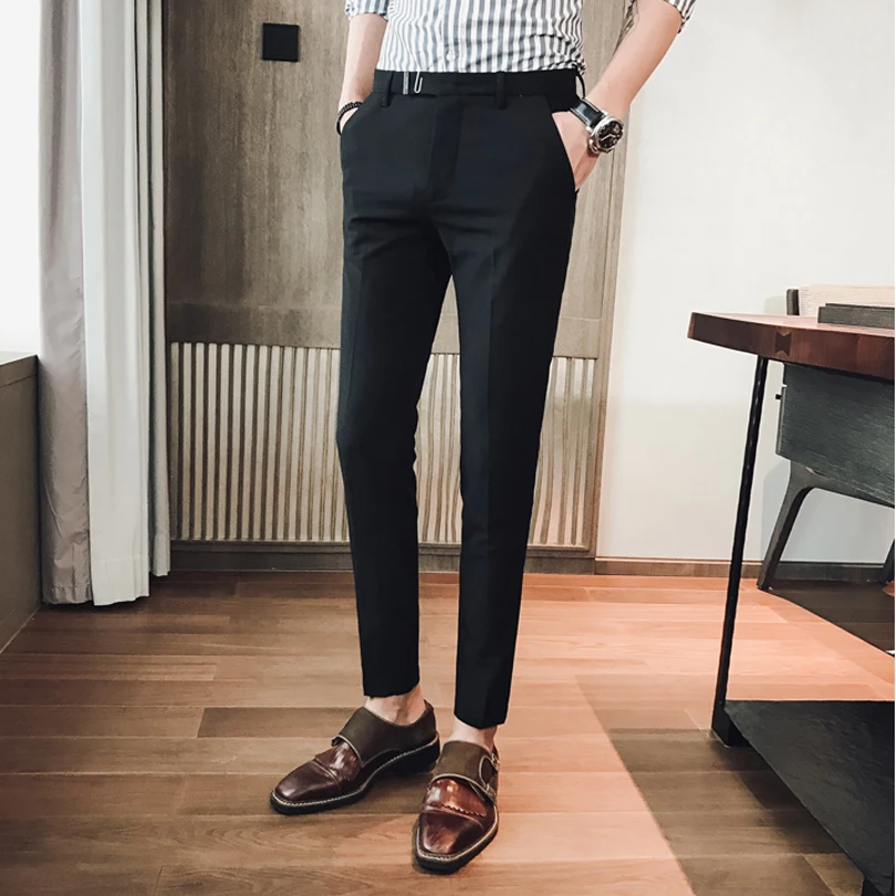 2018 New Fashion Men Suit Pants Slim Fit Dress Office Trousers Big Size Business Classic Men's | Мужская одежда