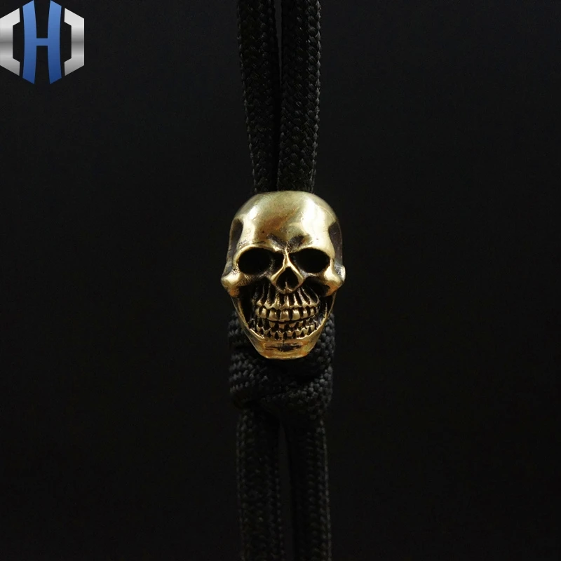 Подвеска EDC бусины Paracord латунь улыбка череп нож из чистой меди DIY фонарик падает